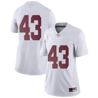 Women's Alabama Crimson Tide #43 A.J. Gates White Limited NCAA College Football Jersey 2403PZRC4